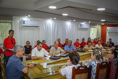 Jorge Luis Perdomo Di-Lella, durante el intercambio con el grupo de prevención del consejo popular Jesús Menéndez, en Bayamo